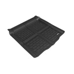 Black 3D MAXpider Kagu Cross Fold cargo liner with carbon fiber texture for 2019-2024 BMW 3 Series sedan.