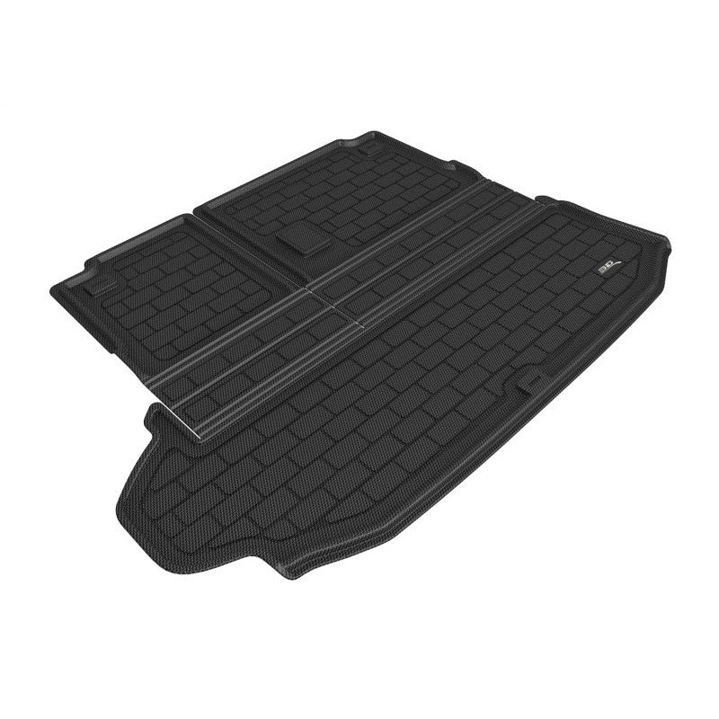 Black 3D MAXpider Kagu Series seat back protector cargo liners for 2020-2024 Toyota Highlander without subwoofer.