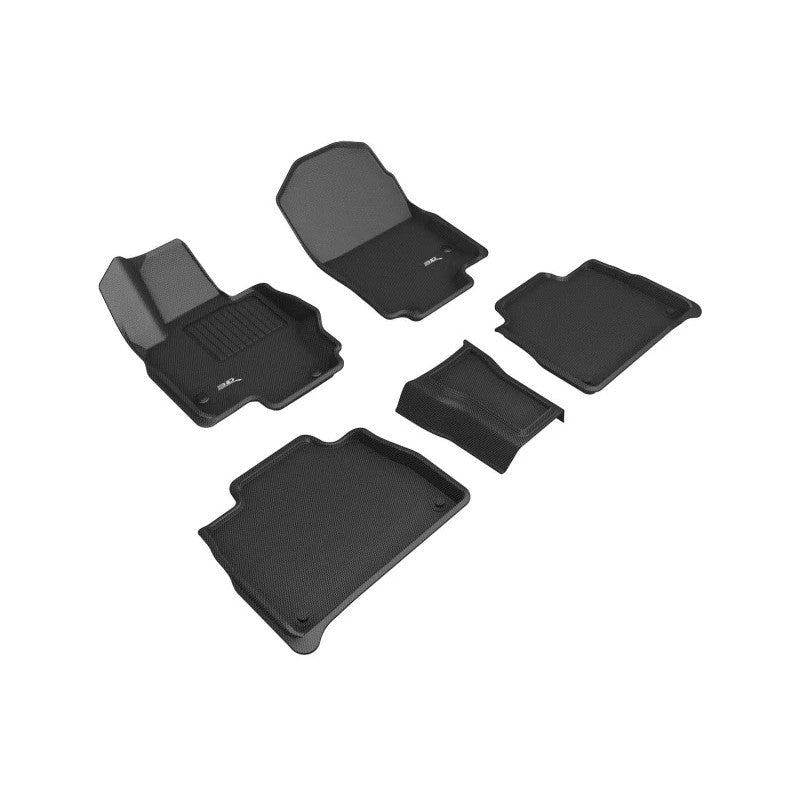 Black 3D MAXpider Kagu Series custom-fit floor mats for first and second rows of a Mercedes-Benz GLE-Class.