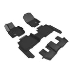 3D MAXpider Kagu series black floor mats for 2020-2026 Mercedes-Benz GLS-Class 7-seat (X167) showing R1, R2, and R3.