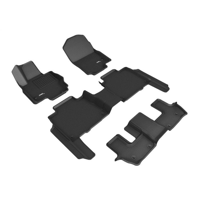 3D MAXpider Kagu series black floor mats for 2020-2026 Mercedes-Benz GLS-Class 7-seat (X167) showing R1, R2, and R3.