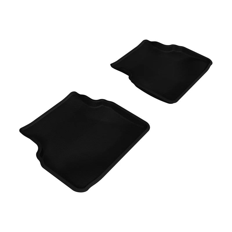 Black 3D MAXpider Kagu second row floor mats featuring a carbon fiber pattern for 2002-2007 Subaru Impreza.