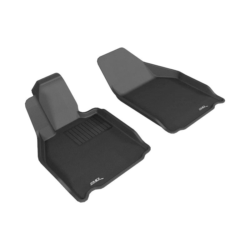 Black 3D MAXpider Kagu Series custom-fit front row floor mats with carbon fiber texture for Porsche 911 997