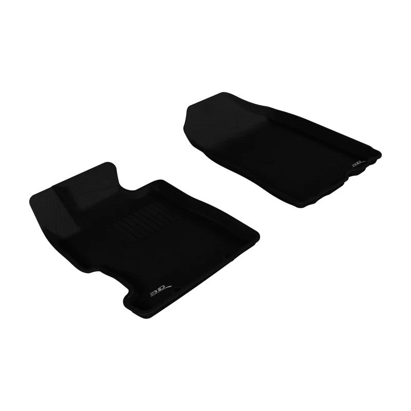 Black 3D MAXpider Kagu 1st row floor mats with carbon fiber texture for 2006-2011 Honda Civic