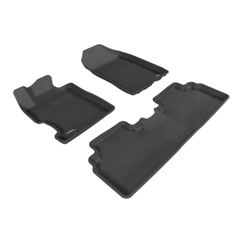 Black 3D MAXpider Kagu Series floor mats with carbon fiber texture for 2006-2011 Honda Civic Sedan.