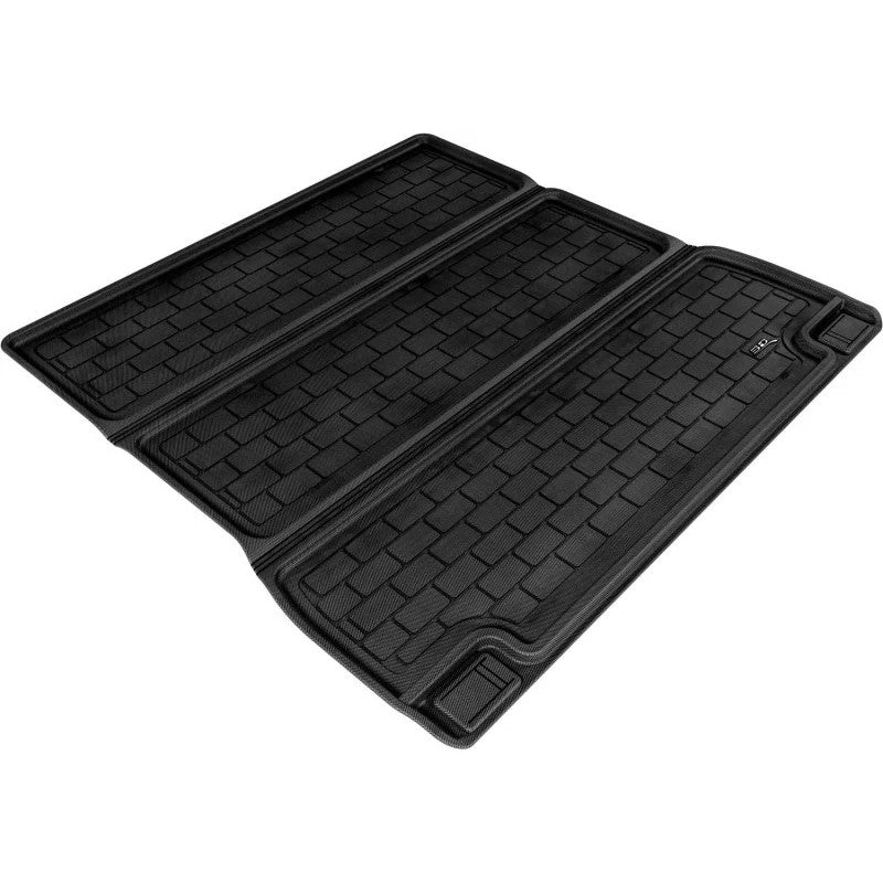 Black 3D MAXpider Kagu cargo liner with carbon fiber texture and raised edges for 2008-2022 Toyota Sequoia.
