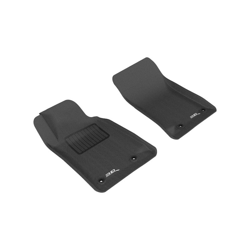 3D MAXpider Kagu Series black 1st row floor mats with carbon fiber texture for 2010-2015 Chevrolet Camaro.