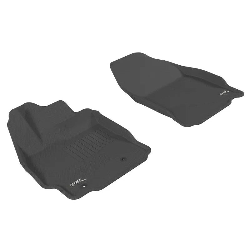 Black 3D MAXpider Kagu Series 1st row floor mats with carbon fiber texture for 2011-2013 Scion tC
