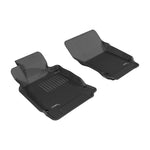 Black 3D MAXpider Kagu Series custom-fit 1st row floor mats with carbon fiber texture for Infiniti M37 and Q70.