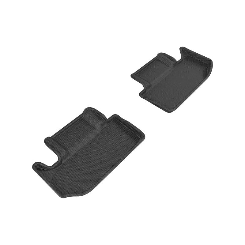 Black 3D MAXpider Kagu Series 2nd row floor mats with carbon fiber texture for 2011-2023 Dodge Challenger.