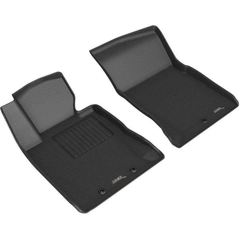 Black 3D MAXpider Kagu Series custom-fit first-row floor mats for 2012-2016 Hyundai Genesis Coupe.