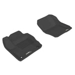 Black 3D MAXpider Kagu Series custom-fit 1st row floor mats with carbon fiber texture for 2012-2018 Ford Focus.