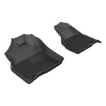3D MAXpider KAGU Series black first-row floor mats with carbon fiber texture for 2012-2024 Ram trucks.