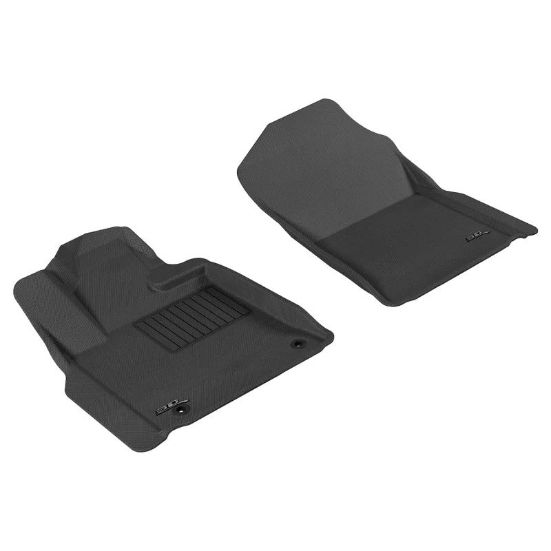 Black 3D MAXpider Kagu Series 1st row custom-fit floor mats with carbon fiber texture surface.