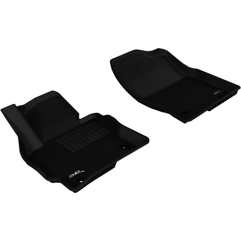 Black 3D MAXpider Kagu 1st row floor mats with carbon fiber texture for 2013-2016 Mazda CX-5.