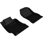 Black 3D MAXpider Kagu first-row floor mats with carbon fiber texture for 2013-2020 Toyota 86 and Subaru BRZ.