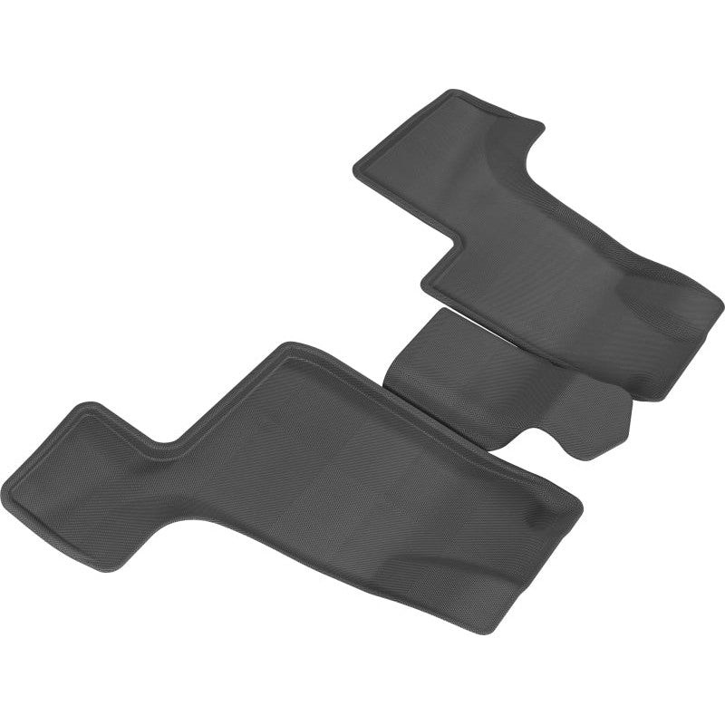 Black 3D MAXpider Kagu Series 3rd row floor mats with carbon fiber texture and raised edges for Mercedes GL/GLS-Class.