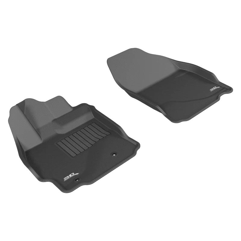 3D MAXpider Kagu Series black custom-fit first row floor mats for 2014-2016 Scion tC featuring carbon fiber texture.
