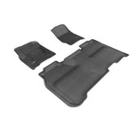 Black 3D MAXpider Kagu 1st and 2nd row floor mats with carbon fiber texture for 2014-2019 Silverado/Sierra Crew Cab