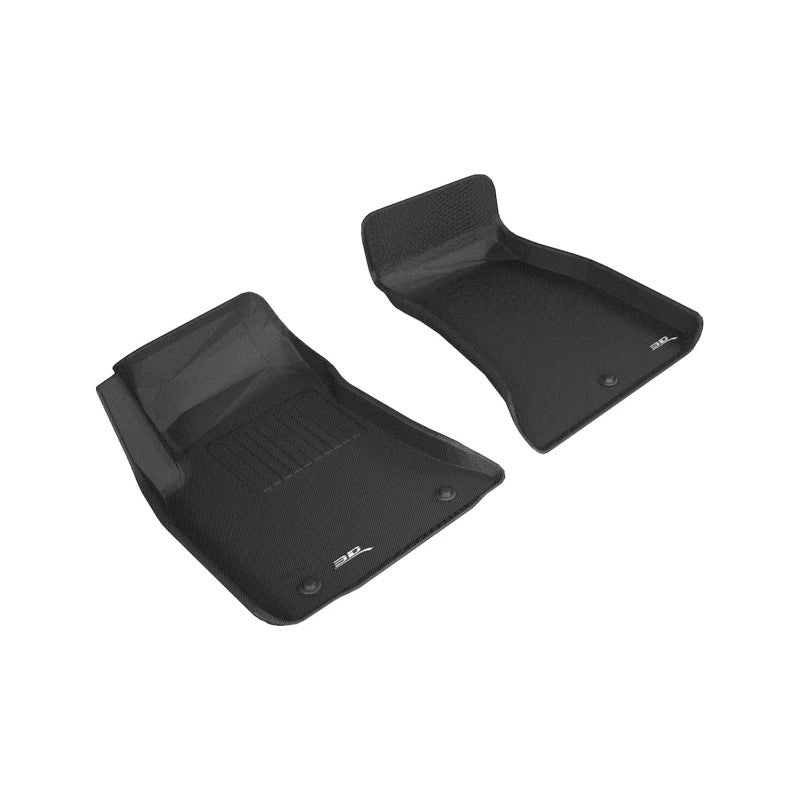 3D MAXpider Kagu Series black custom-fit 1st row floor mats with carbon fiber texture and MAXpider anti-skid backing.