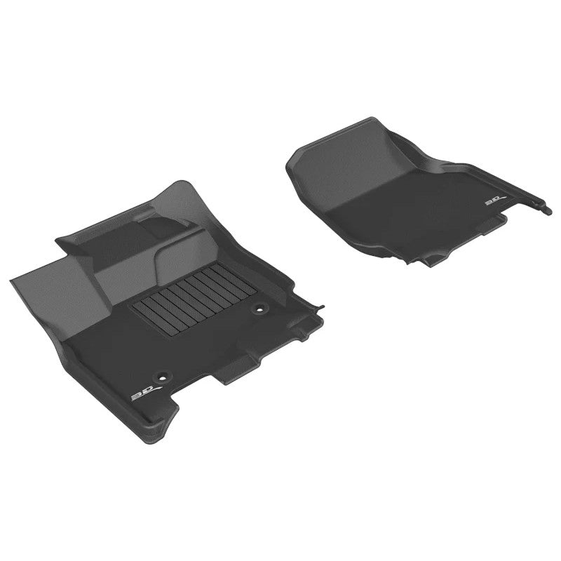 3D MAXpider Kagu Series 1st row floor mats in black with carbon fiber texture for 2015-2025 Ford F-150 and Lightning.