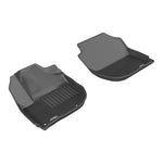 Black 3D MAXpider Kagu Series 1st row floor mats with carbon fiber texture for 2015-2022 Honda Fit and HR-V.