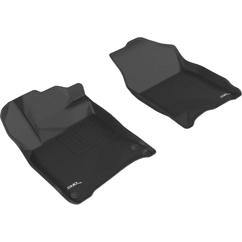 Black 3D MAXpider Kagu Series 1st row custom-fit floor mats with carbon fiber texture for 2016-2021 Honda Civic.