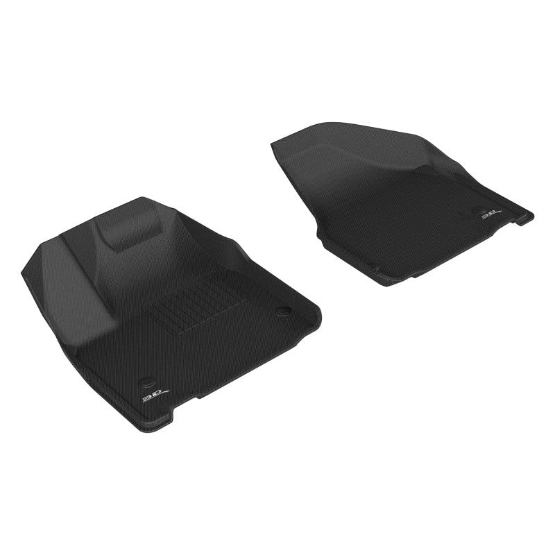 3D MAXpider Kagu Series 1st row floor mats in black with carbon fiber texture for 2017-2026 Chrysler Pacifica and Voyager.