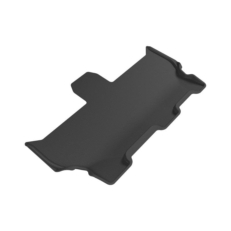 Black 3D MAXpider Kagu Series 3rd row all-weather floor mat with carbon fiber texture and raised edges.