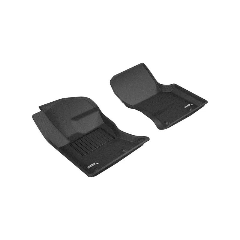 3D MAXpider Kagu Series black 1st row floor mats with carbon fiber texture and anti-skid MAXpider backing.