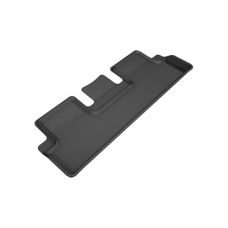 3D MAXpider Kagu Series black 2nd row floor mat for Tesla Model 3 featuring carbon fiber texture and raised edges.