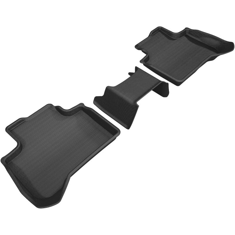Black 3D MAXpider Kagu Series 2nd row floor mats with carbon fiber texture and raised edges.