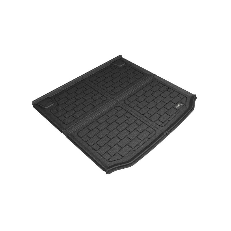 Black 3D MAXpider Kagu cargo liner with carbon fiber texture and raised edges for 2018-2024 BMW X3.