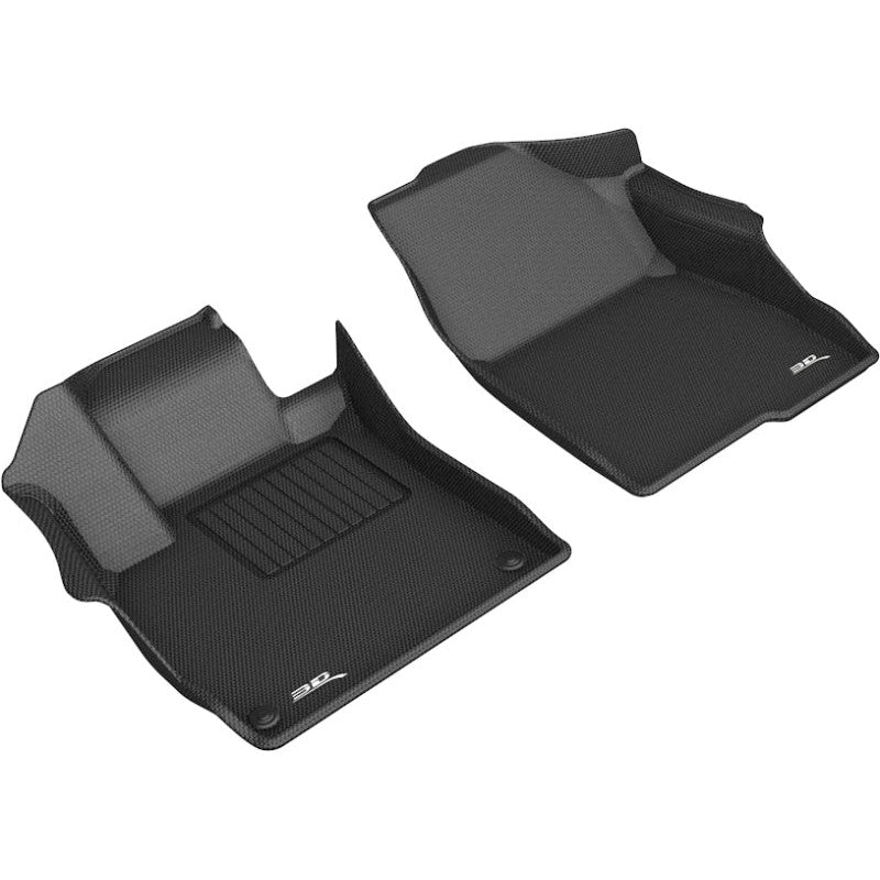 3D MAXpider Kagu Series black 1st row floor mats with carbon fiber texture and raised edges for 2018-2022 Honda Accord.