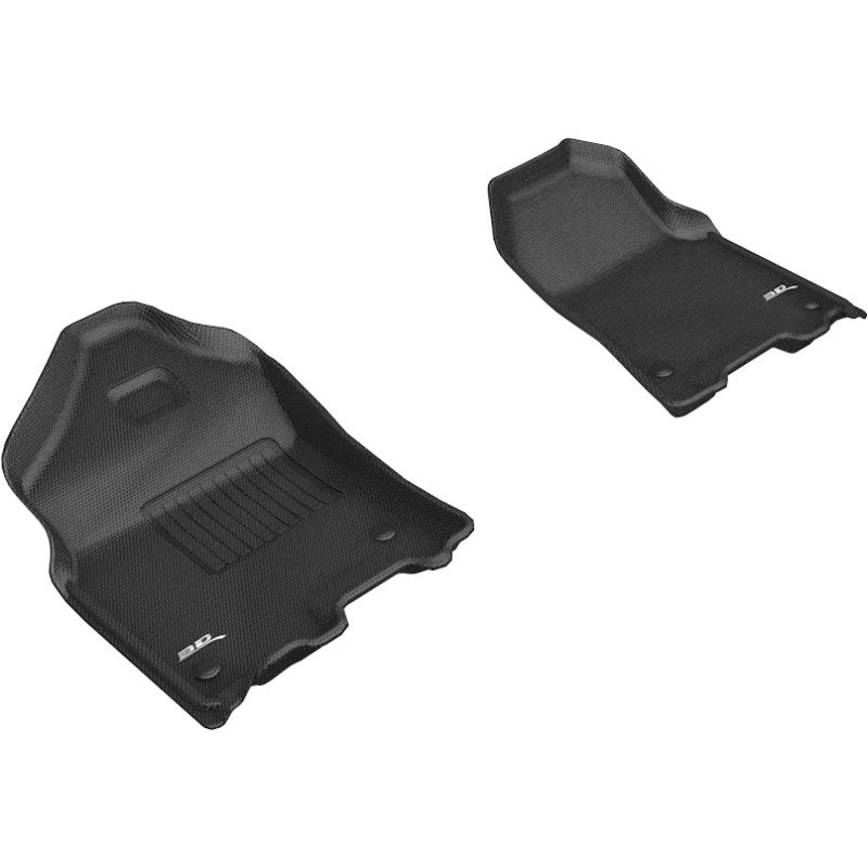 Black 3D MAXpider KAGU Series 1st row custom-fit floor mats with carbon fiber texture for 2019-2024 Ram 1500.