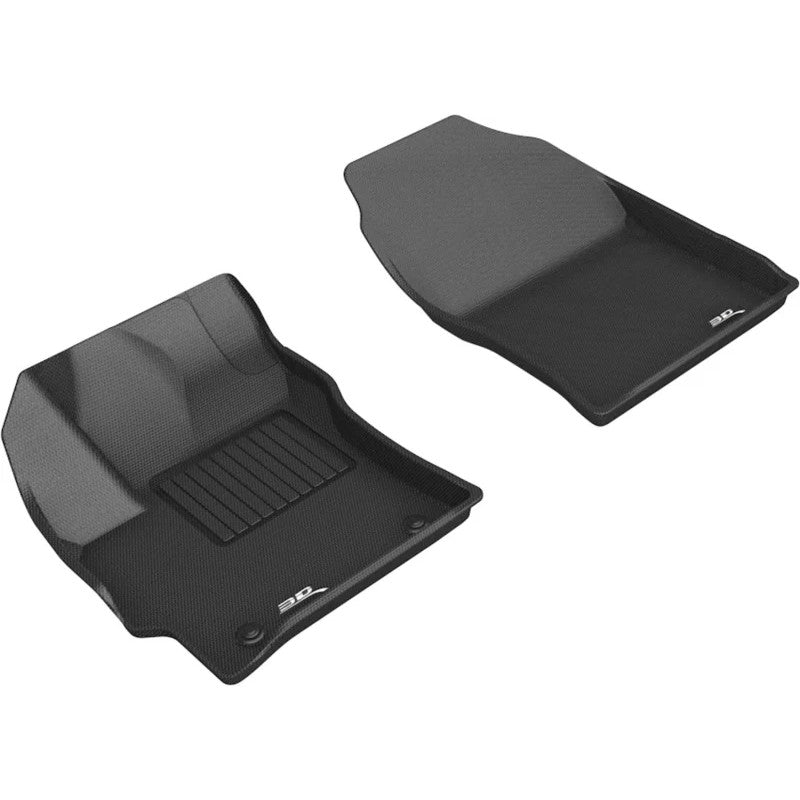 3D MAXpider Kagu Series black first row floor mats with carbon fiber texture for 2019-2025 Toyota Corolla.