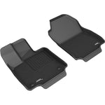 3D MAXpider Kagu Series black 1st row floor mats with carbon fiber texture and raised edges for Toyota RAV4 and Venza.
