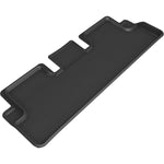 Black 3D MAXpider Kagu Series 2nd row floor mats with carbon fiber embossed texture for 2020 Tesla Model 3.