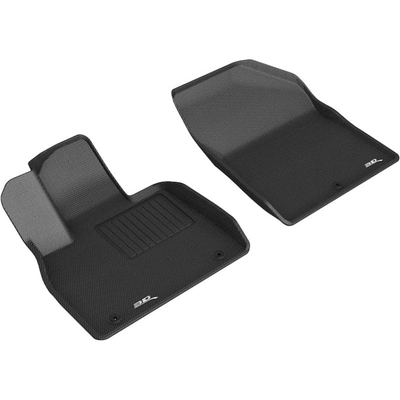 3D MAXpider Kagu Series black first-row floor mats with carbon fiber texture for 2020-2025 Hyundai Palisade.