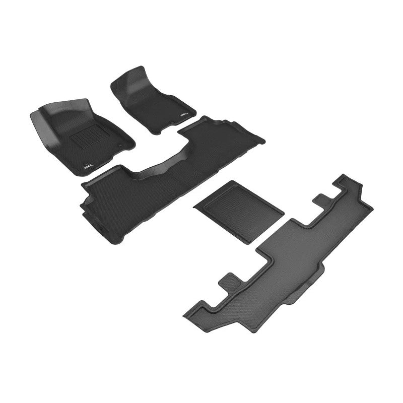 3D MAXpider Kagu Series black all-weather 3-row floor mat set for 2021-2026 GMC Yukon XL and Chevrolet Suburban.