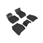 3D MAXpider Kagu Series black second-row custom-fit floor mats with carbon fiber embossed texture and anti-skid backing.