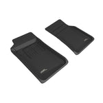 Black 3D MAXpider KAGU Series floor mats for Mazda Miata featuring carbon fiber texture and raised edges.