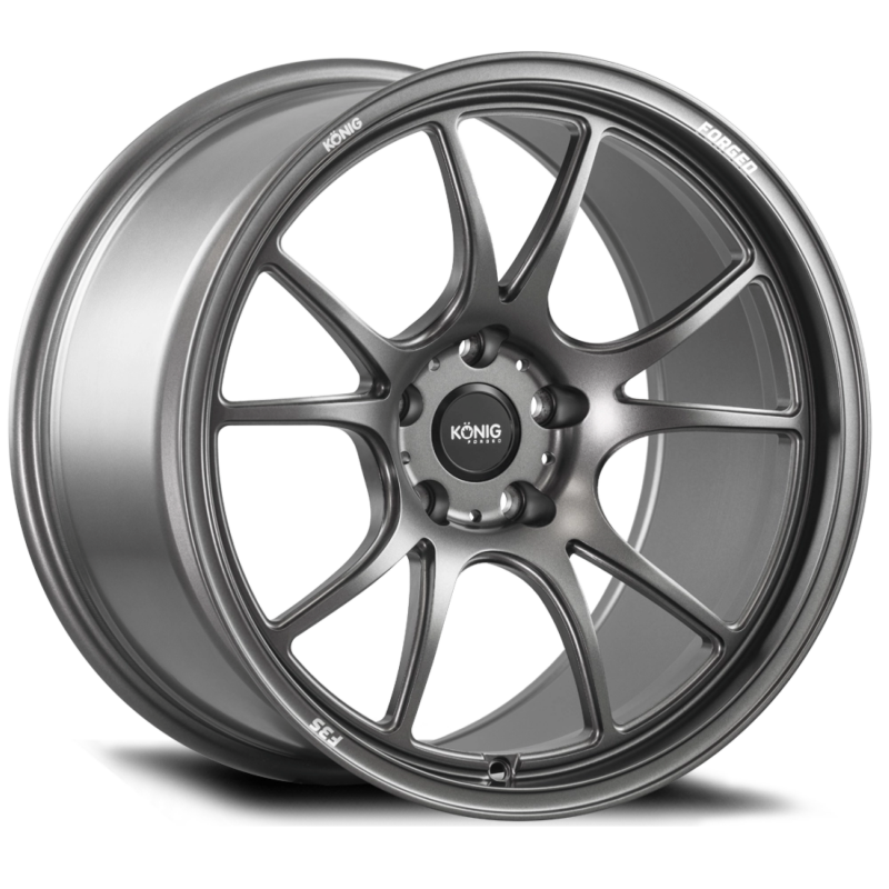 Konig Forged F3S 17x9 wheel in Satin Charcoal with 5x114.3 bolt pattern and knurled bead.