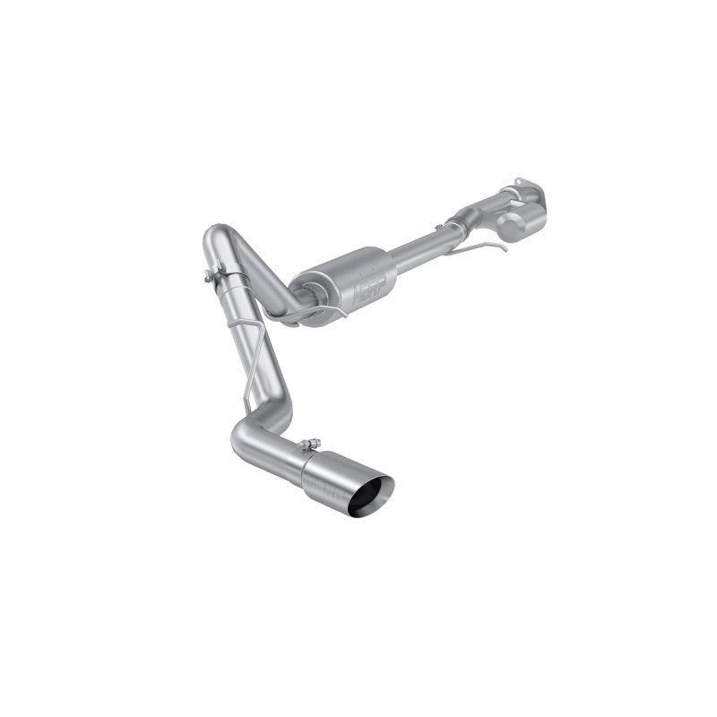 MBRP Armor Pro Series T304 stainless steel cat-back exhaust with mandrel-bent tubing and 4-inch polished dual-wall tip.
