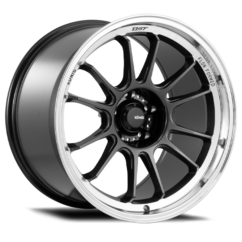 Konig Hypergram 18x9.5 5x114.3 ET35 wheel in Metallic Carbon with a machined lip and 12-spoke design
