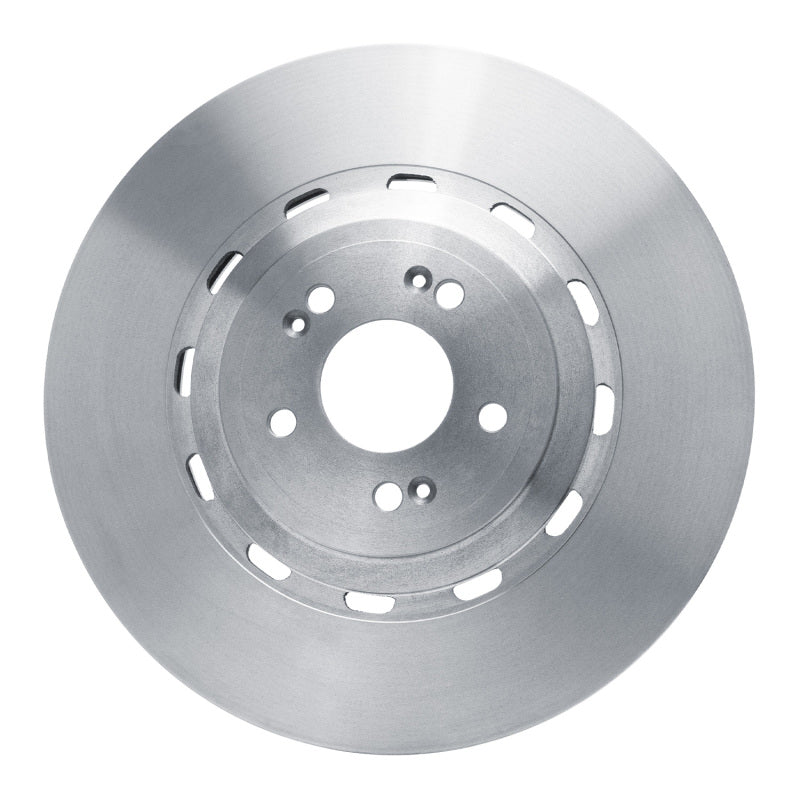 DFC 600-10003 front brake rotor showing precision-machined surface, G3000 iron casting, and OE cooling vanes.