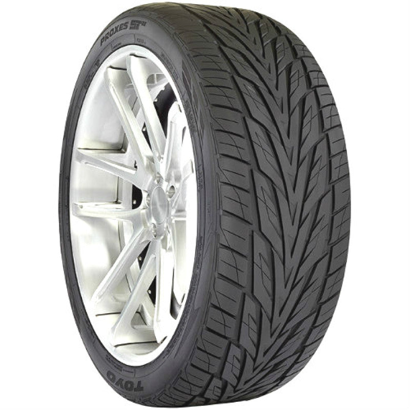 Toyo Proxes ST III performance tire featuring an aggressive directional arrowhead tread pattern for sport trucks and SUVs.