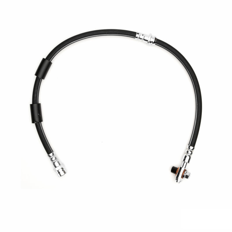 A replacement front hydraulic brake hose with threaded fittings for 2015-2024 Audi and Volkswagen vehicles.