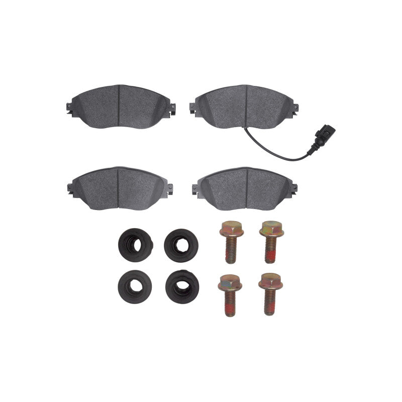 DFC 4000 HybriDynamic front brake pad set with premium friction material and stainless steel hardware clips.