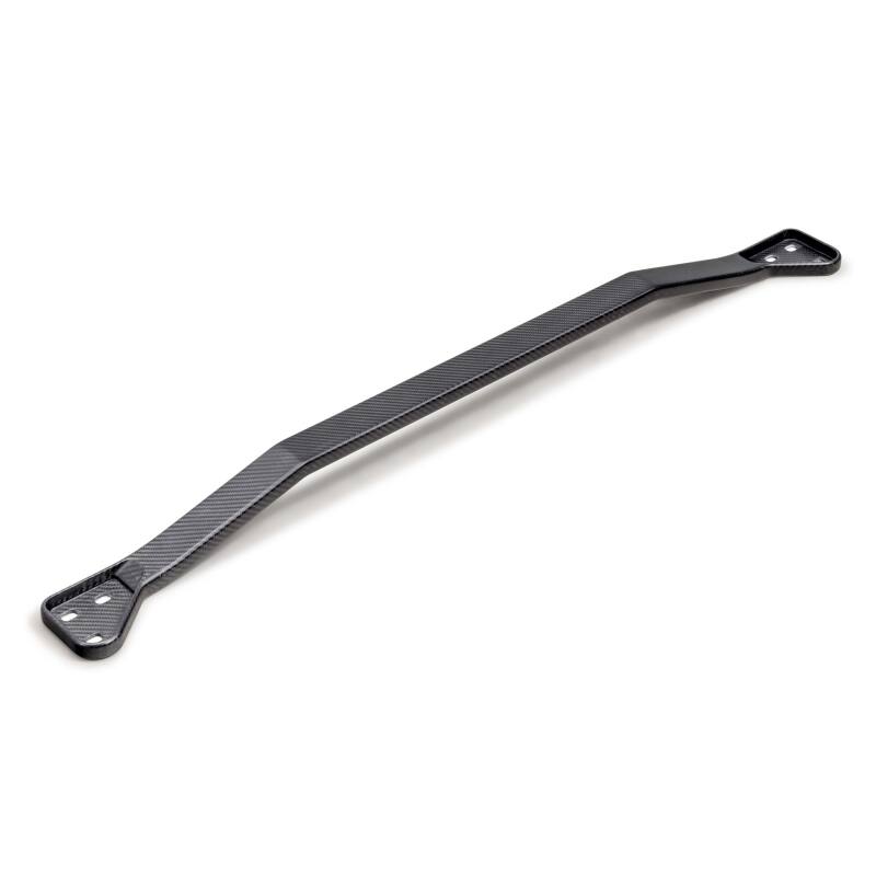 Seibon carbon fiber front strut tower brace for 2023+ Nissan Z showing the glossy carbon weave and mounting hardware.